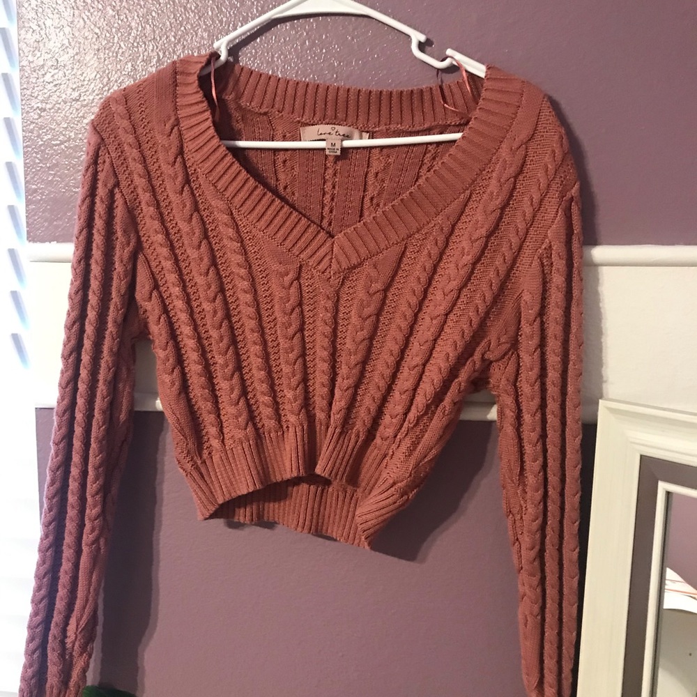 pink knitted crop top sweater